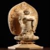 Natural Boxwood Hand Carved Avalokitesvara Ksitigarbha Mahasthamaprapta Boddhisattva Shakyamuni Amitabha Buddha Statue(Stand Shakyamuni Amitabha Buddha) view 3