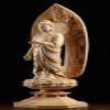 Natural Boxwood Hand Carved Avalokitesvara Ksitigarbha Mahasthamaprapta Boddhisattva Shakyamuni Amitabha Buddha Statue(Stand Shakyamuni Amitabha Buddha) view 4