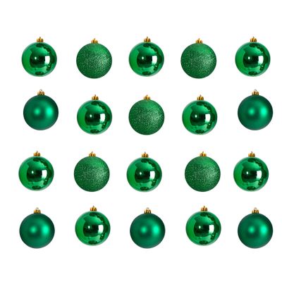 Nearly Natural Holiday Christmas 20 Count 3in. Shatterproof Ornament Set with Re-Useable Storage Container