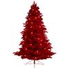 Nearly Natural 8ft. Red Flocked Fraser Fir Artificial Christmas Tree with 700 Red Lights, 45 Globe Bulbs and 1468 Bendable Branches view 1