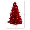 Nearly Natural 8ft. Red Flocked Fraser Fir Artificial Christmas Tree with 700 Red Lights, 45 Globe Bulbs and 1468 Bendable Branches view 2