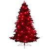 Nearly Natural 8ft. Red Flocked Fraser Fir Artificial Christmas Tree with 700 Red Lights, 45 Globe Bulbs and 1468 Bendable Branches view 3