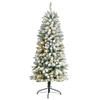 Nearly Natural 5ft Slim Flocked Montreal Fir Artificial Christmas Tree with 150 Warm White LED Lights and 491 Bendable Branches view 1