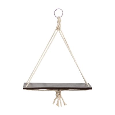Nearly Natural 18in. x 16in. Hand Crafted Macrame Wall Hanging with Wooden Shelf