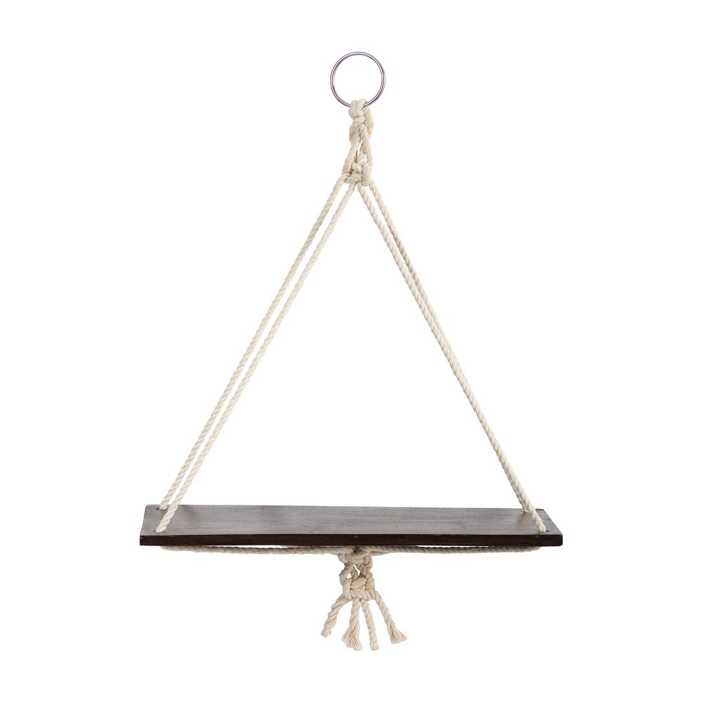 Nearly Natural 18in. x 16in. Hand Crafted Macrame Wall Hanging with Wooden Shelf