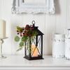 Nearly Natural 12in. Holiday Berries and Greenery Metal Lantern Artificial Table Christmas Arrangement with LED Candle Included view 3