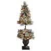 Nearly Natural 5ft. Flocked Artificial Porch Christmas Tree with 100 LED Lights and 186 Bendable Branches in Decorative Urn view 1