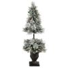 Nearly Natural 5ft. Flocked Artificial Porch Christmas Tree with 100 LED Lights and 186 Bendable Branches in Decorative Urn view 3