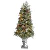 Nearly Natural 4ft. English Pine Artificial Christmas Tree with 100 Warm White LED Lights and 413 Bendable Branches in Decorative Urn view 1