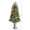 Nearly Natural 4ft. English Pine Artificial Christmas Tree with 100 Warm White LED Lights and 413 Bendable Branches in Decorative Urn view 2