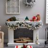 6ft. Flocked Artificial Christmas Garland with Pine Cones and 35 Warm White LED Lights,Green view 4