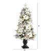 Nearly Natural 4ft. Flocked Artificial Christmas Tree with 223 Bendable Branches and 100 Warm Lights in Decorative Urn view 2