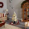 Nearly Natural 4ft. Flocked Artificial Christmas Tree with 223 Bendable Branches and 100 Warm Lights in Decorative Urn view 3