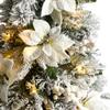 Nearly Natural 4ft. Flocked Artificial Christmas Tree with 223 Bendable Branches and 100 Warm Lights in Decorative Urn view 4