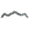 9ft. Flocked Artificial Christmas Garland with 50 Warm White LED Lights,Green view 1