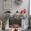9ft. Flocked Artificial Christmas Garland with 50 Warm White LED Lights,Green view 4