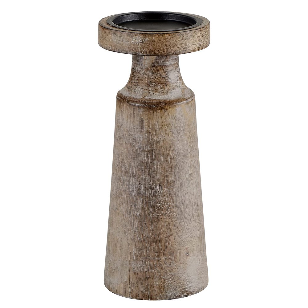 47th & Main Mango Wood Pedestal Candle Holder, 4" Dia x 10" H, Natural