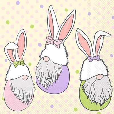 IHR Ideal Home Range 3-Ply Cocktail Size Paper Party Napkins, 20-Count, 5" x 5", Easter Gnomes