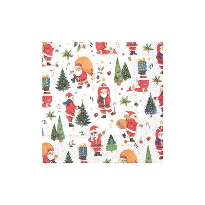 Boston International IHR 3-Ply Paper Napkins, 20-Count Lunch Size, Santas Look