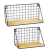 47th & Main Wooden Floating Wall Shelf, Set of 2, Natural/Black view 1