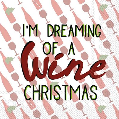 IHR Ideal Home Range Cocktail Napkins 3-Ply Paper Napkins, 20-Count, 5" x 5", Wine Christmas