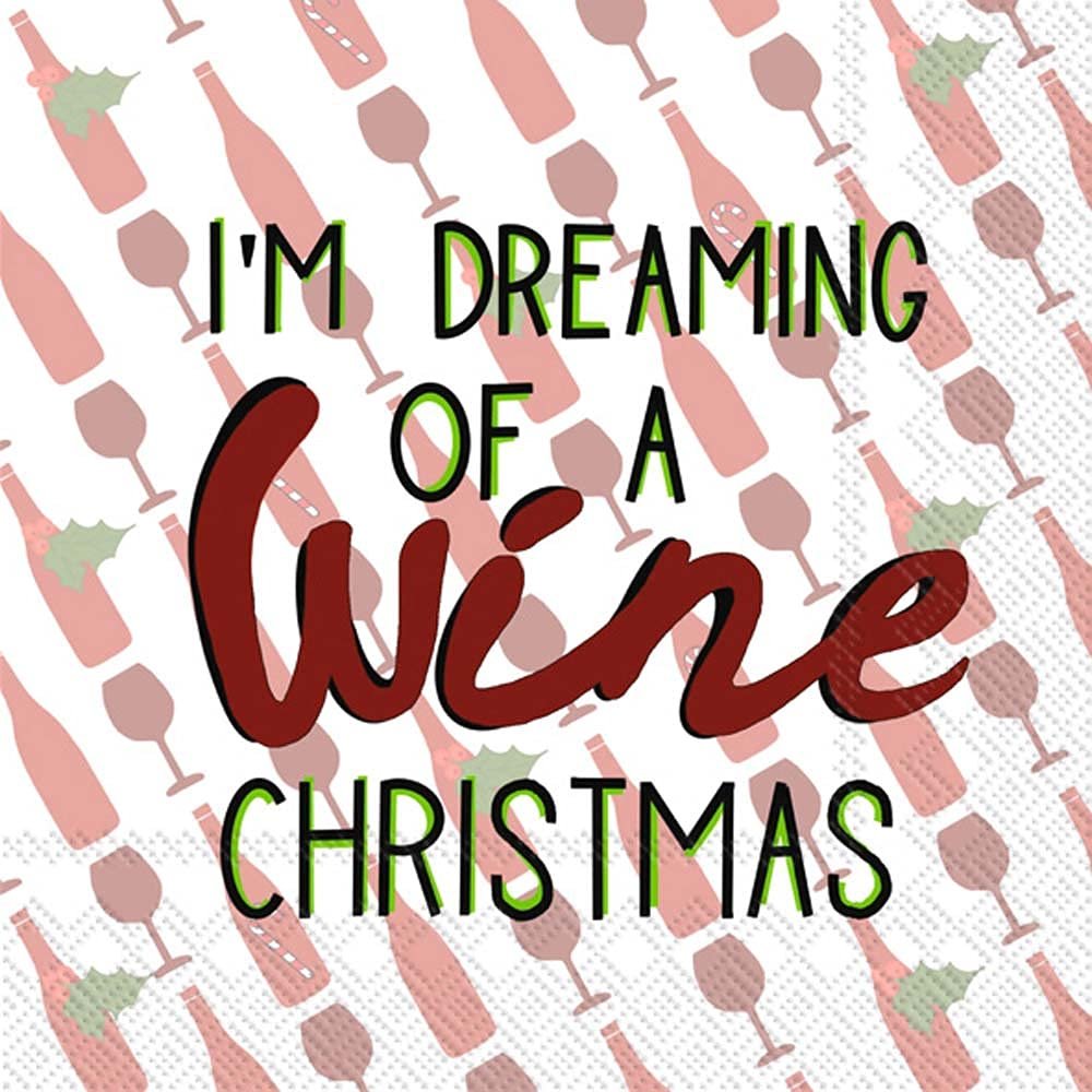 IHR Ideal Home Range Cocktail Napkins 3-Ply Paper Napkins, 20-Count, 5" x 5", Wine Christmas