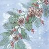 Boston International IHR 3-Ply Paper Napkins, 20-Count Cocktail Size, Frosted Pine Light Blue view 1