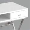 Atlin Designs Metal Sturdy Legs 48" Contemporary Modern Computer Writing Desk with Drawers and Open Shelf in Glossy White and Silver view 3
