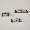 47th & Main Wooden Rectangular Floating Wall Shelf, Set of 3, Natural/Black view 2