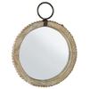 47th & Main Beaded Wood Round Decorative Wall Mirror, 14.57" Diameter, Natural view 1