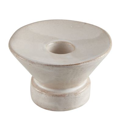 47th & Main Rustic Ceramic Taper Candle Holder, 4" Dia x 2.6" H, Cream