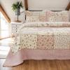 Brandream Queen Quilt Set 100% Cotton Handcrafted Patchwork Quilts Rose Floral Quilt Set Vintage Farmhouse Quilt Bedding Set 3-Piece view 2