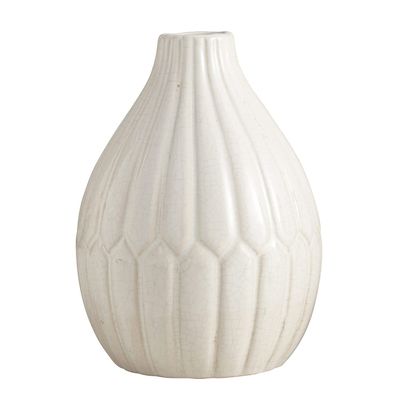 47th & Main Ceramic Decorative Vase, 6.7" Tall, White Crackle