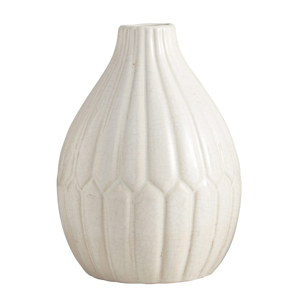 47th & Main Ceramic Decorative Vase, 6.7" Tall, White Crackle