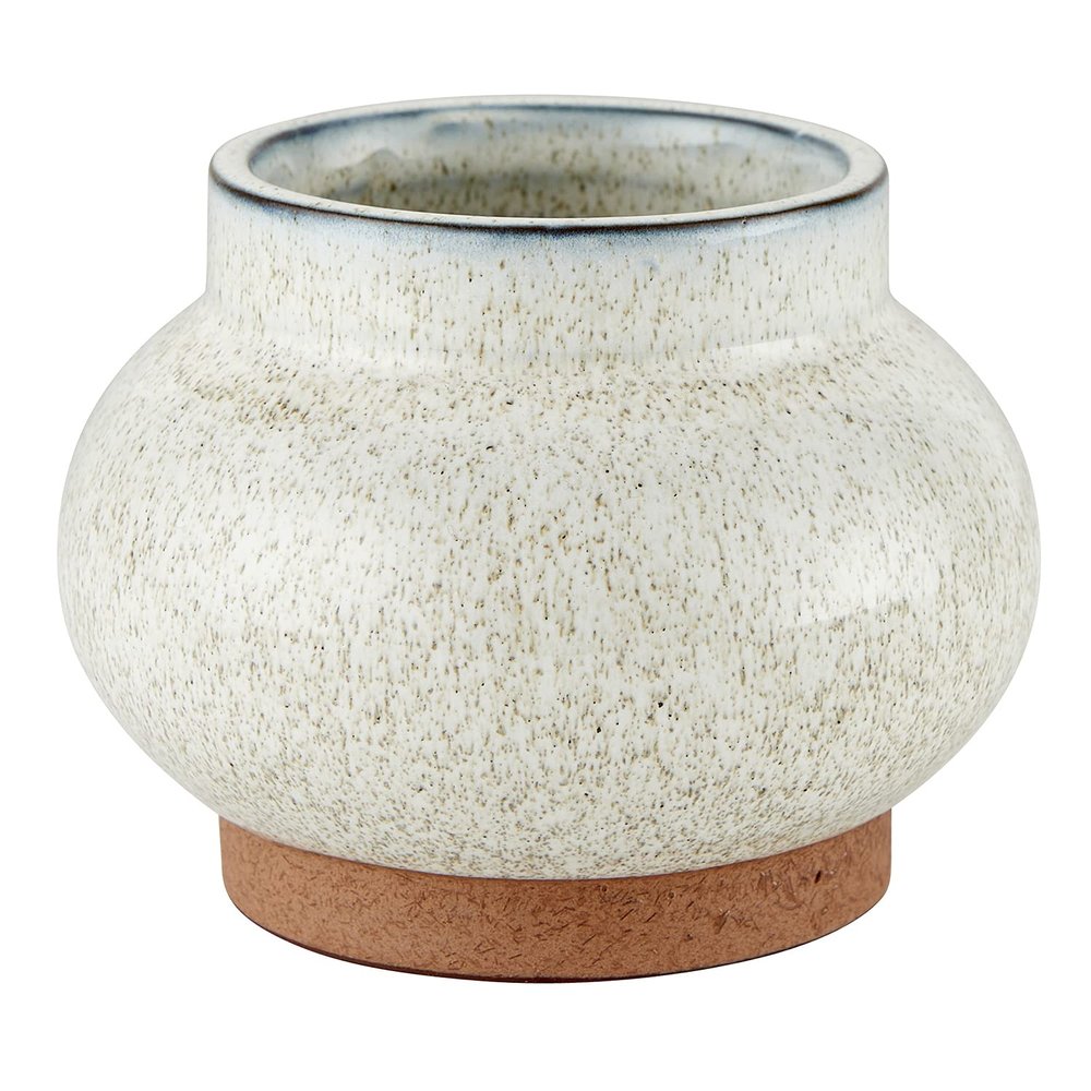 47th & Main Ceramic Decorative Vase, 3.5" Tall, Speckled White
