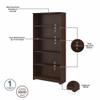 BOWERY HILL Tall 5 Shelf Bookcase in Modern Walnut - Engineered Wood view 4