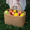 African Market Basket Flower Basket Large Oval Woven Straw with Handle Grocery Bag Shopping Bag Home Storage Organizer view 2