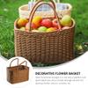 African Market Basket Flower Basket Large Oval Woven Straw with Handle Grocery Bag Shopping Bag Home Storage Organizer view 3