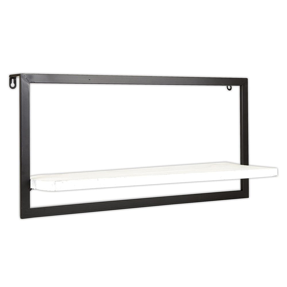 47th & Main Modern Rectangular Floating Wall Shelf, 24" Long, Black/White