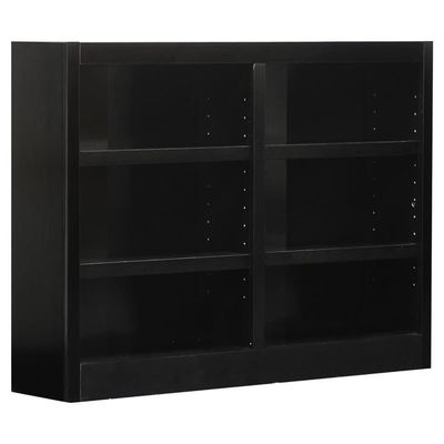 BOWERY HILL Traditional 36" Tall 6-Shelf Double Wide Wood Bookcase in Espresso