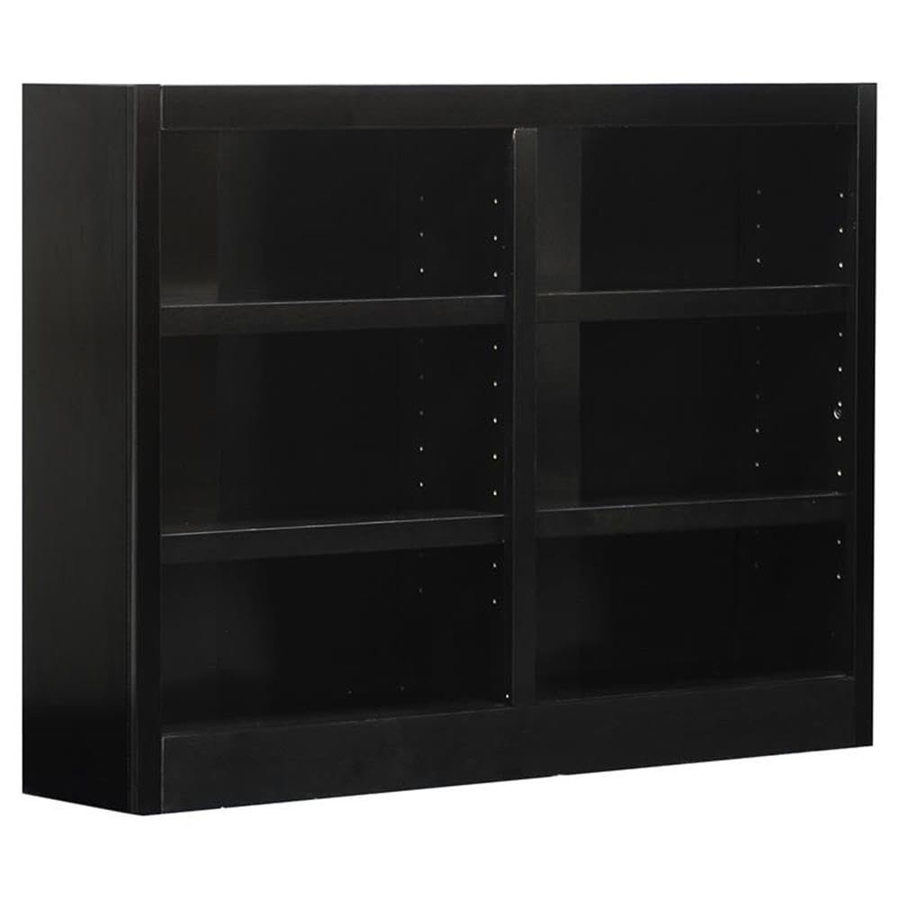 BOWERY HILL Traditional 36" Tall 6-Shelf Double Wide Wood Bookcase in Espresso