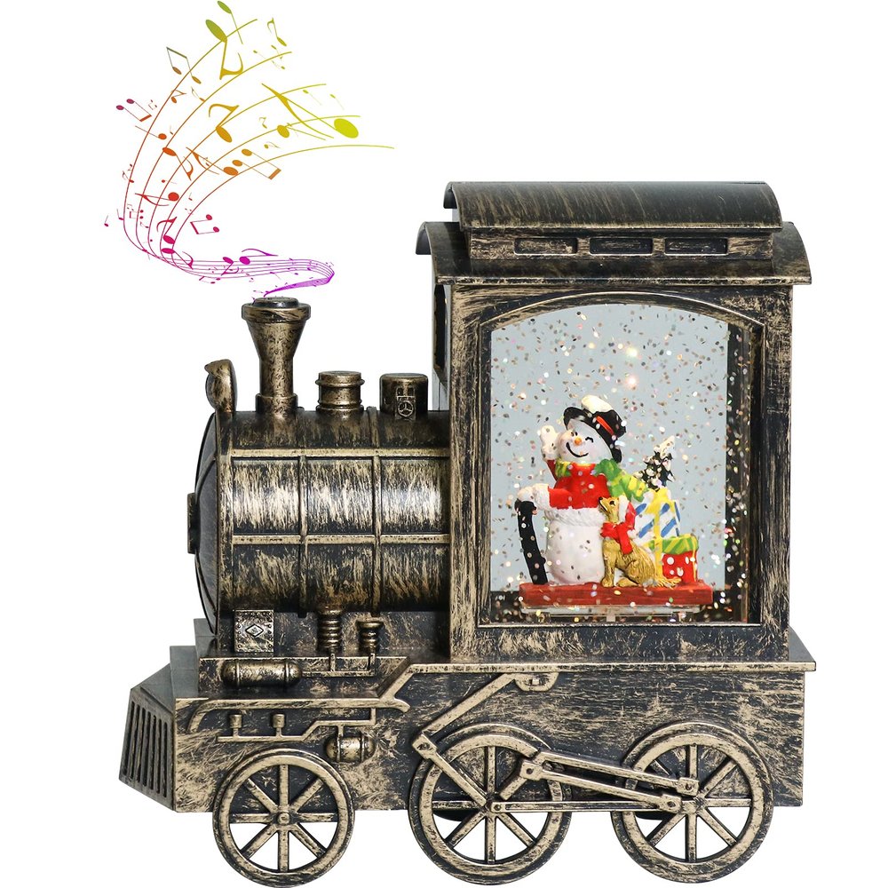 Wondise Snowman Lighted Christmas Snow Globes Musical Lantern with 6H Timer