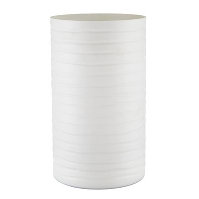 47th & Main Glass Decorative Vase, 10" Tall, Matte White Stripes