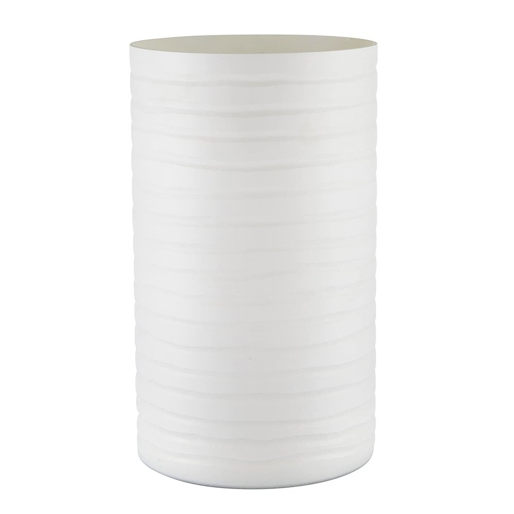 47th & Main Glass Decorative Vase, 10" Tall, Matte White Stripes