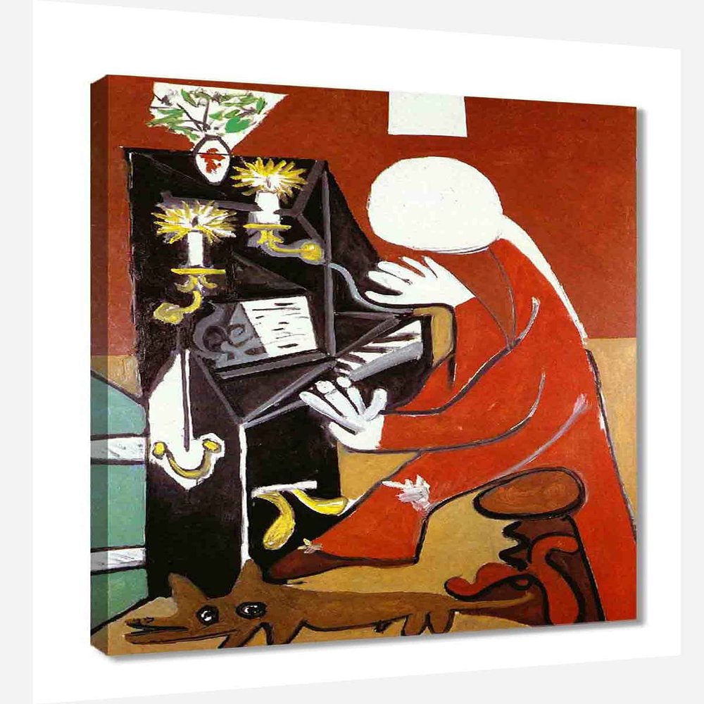 Pablo Picasso The piano Abstract Canvas Wall Art for Living Room Decor Farmhouse Decor Wall Decorations for Bedroom Wall Decor Paintings Canvas Prints Ready to Hang(70x95cm28x38inch,Framed)