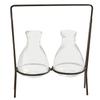 47th & Main 2 Conical Glass Vase in Holder, 7" Tall, Clear view 1