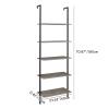 5-Tier Wood Bookcase,Industrial Modern Ladder Shelf Wood Shelves with Metal Frame for Living Room,Kitchen,Office view 2