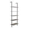 5-Tier Wood Bookcase,Industrial Modern Ladder Shelf Wood Shelves with Metal Frame for Living Room,Kitchen,Office view 3