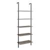 5-Tier Wood Bookcase,Industrial Modern Ladder Shelf Wood Shelves with Metal Frame for Living Room,Kitchen,Office view 4