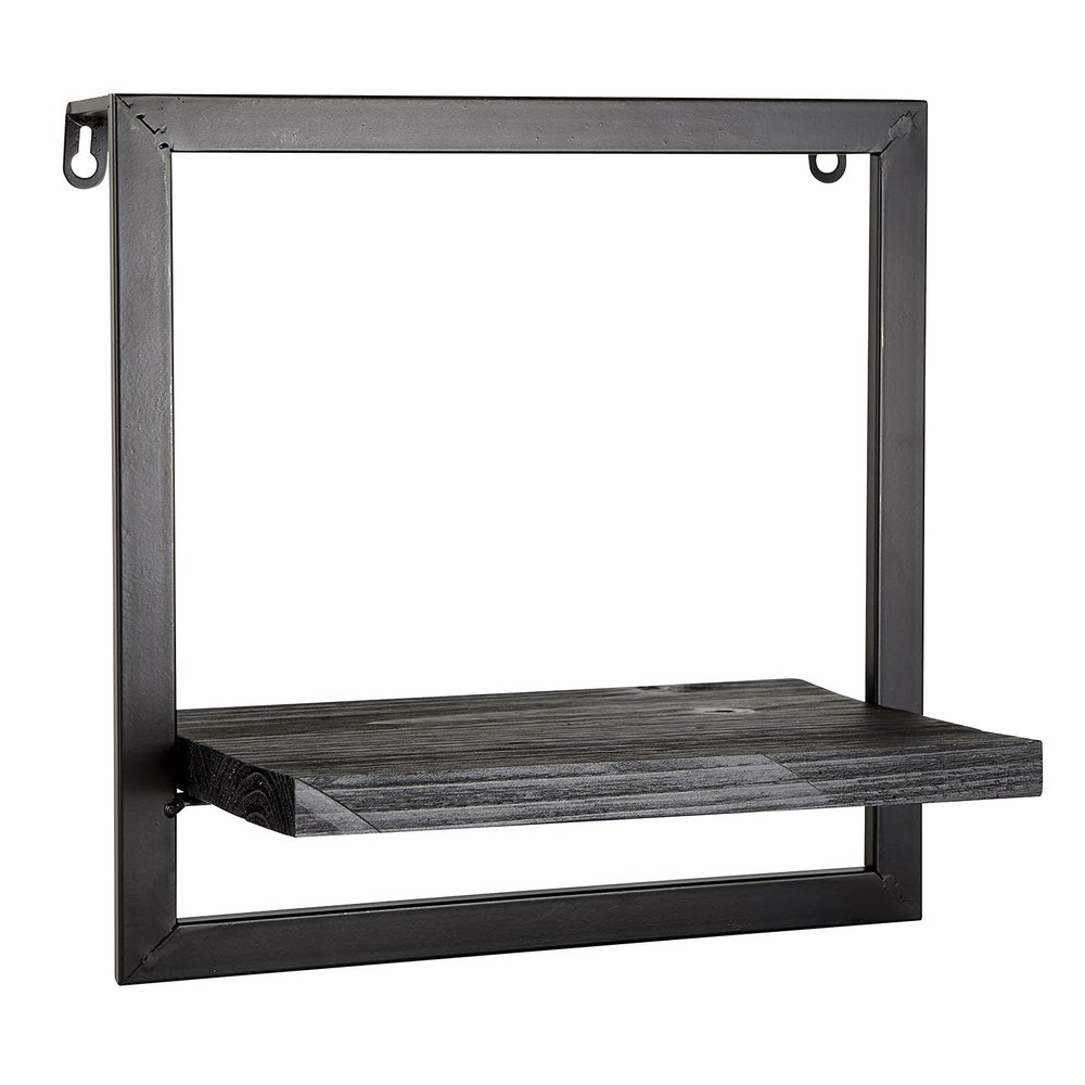 47th & Main Modern Rectangular Floating Wall Shelf, 11.81" Long, Black